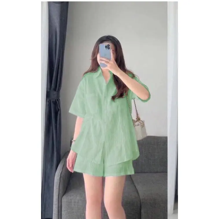 Fashion Setelan Kekinian One Set Cringkle Airflow Premium Atasan Baju Celana Lembut 4