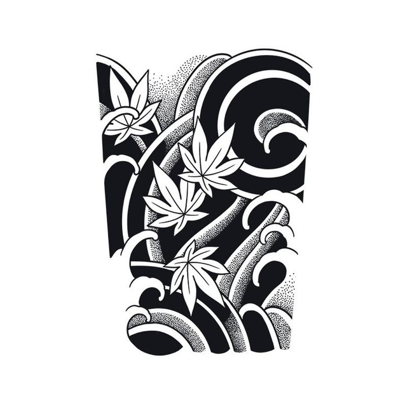Product Introduction of Juice Herbal Tattoo Stickers Semi-permanent Wash Do Not Fall Off Waterproof Non-reflective Japanese Old Traditional Cherry Blossom Arm Koi Fish Male 35