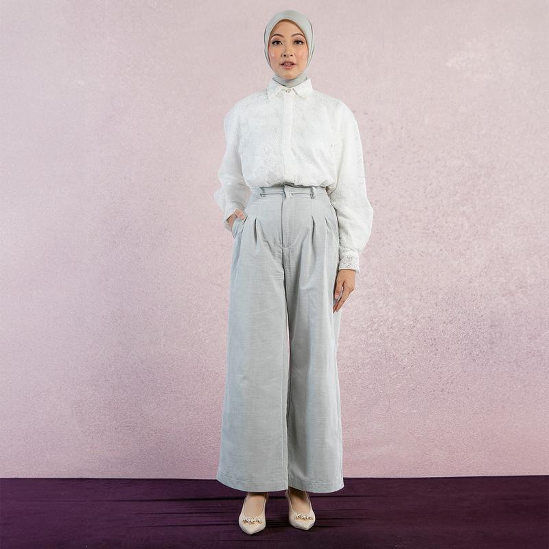 HijabChic x Tiqasya Kate Pants - Celana Kulot Lebaran Simple Premium Polos Pinggang Karet 5