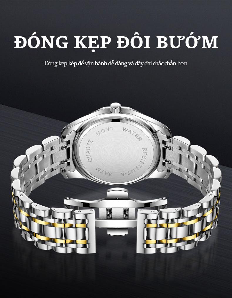 Product Introduction of Đồng Hồ Nam, Cao Cấp, Dạ Quang, Chống Thấm Nước, Thời Trang, Phong Trào Thạch Anh, Hiển Thị Ngày Đôi, Bộ Mặt Số Bằng Thép Không Gỉ, Đính Kim Cương 5