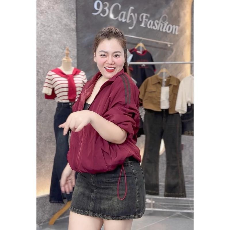 1646 BIGGSIZE Áo khoác gió hai lớp phối viền sọc tay basic