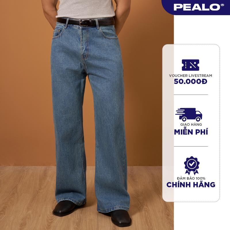 Quần Jean PEALO Unisex dáng bootcut chất liệu Jeans cotton thoải mái