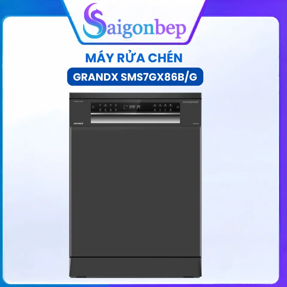 Máy Rửa Bát GrandX SMS7GX86G Series 7 16 Bộ, Sấy Khí Nóng 72H, Rửa Xoáy Kép, Tiết Kiệm Điện Nước