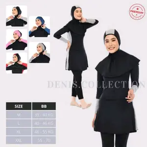 Denis Collection Baju Renang Muslimah Syari Dewasa Wanita Muslim Perempuan Remaja Oneset Full Body Divingstyle Bahan Elastis Spandek Poli Tahan Lama Desain Sporty Cocok untuk Berenang Diving Snorkeling