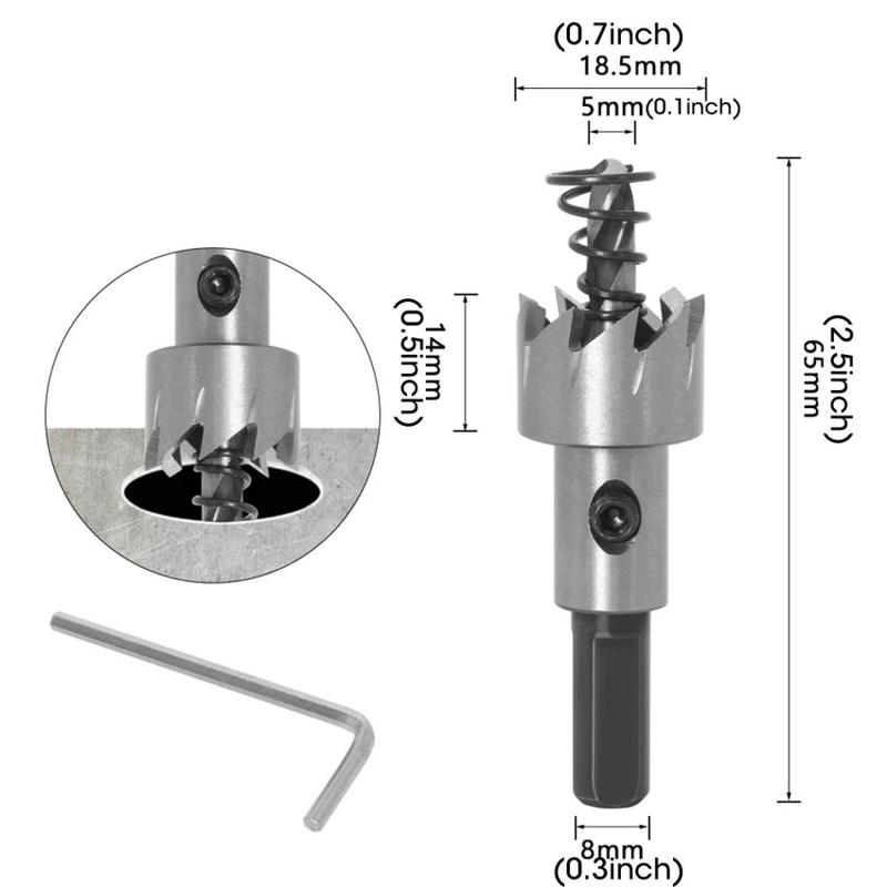 Product Introduction of High-speed Hacksaw Tooth Hole Opener Aluminum Plate Iron Plate Punching Hole Natural Color Drill Bit 16-30mm Tool Set 24
