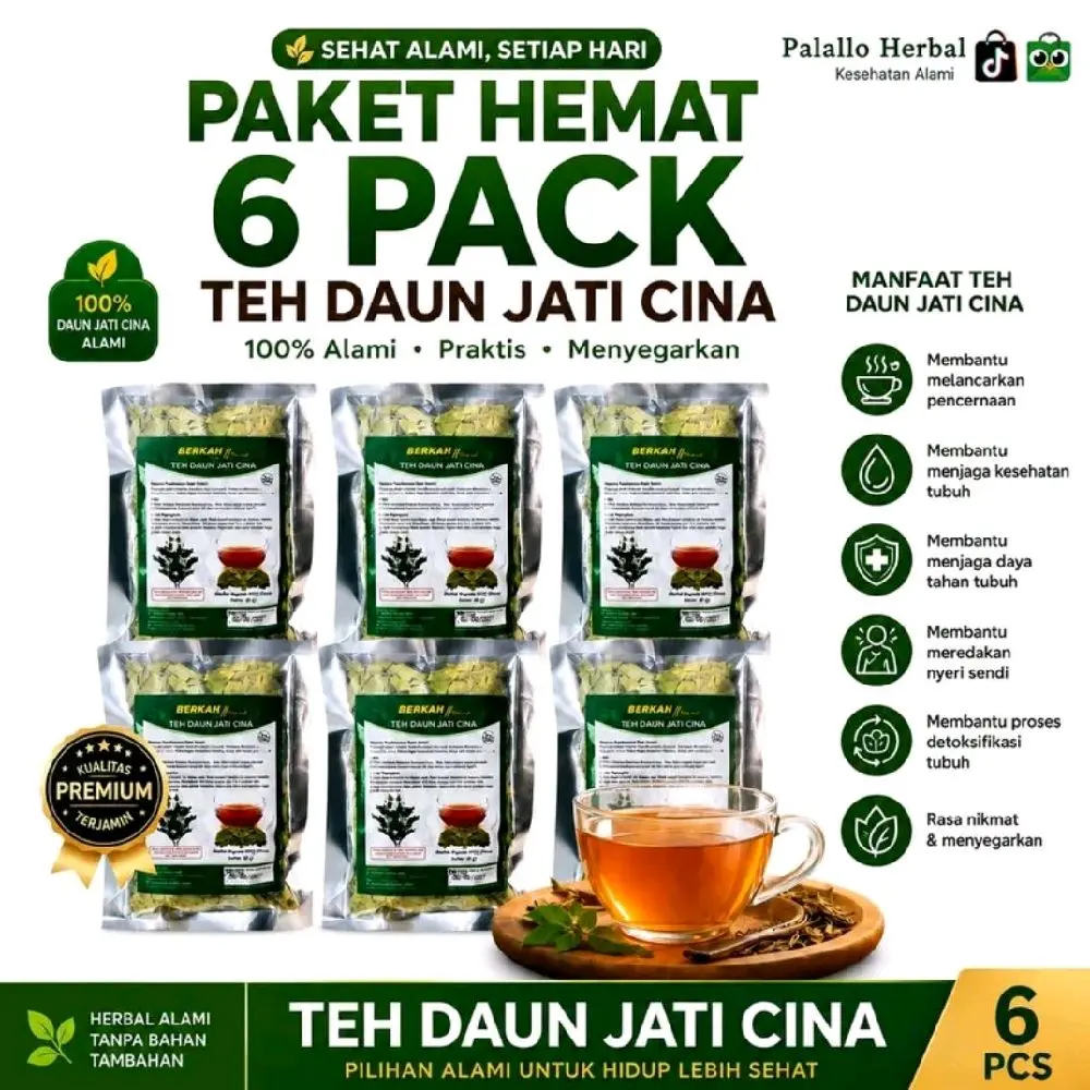 [ PROMO 6 PCS ] Teh Daun Jati Cina ORIGINAL Penurun Kolesterol Herbal Alami Untuk Mendukung Kesehatan Pencernaan Teh Detox Herbal Tradisional