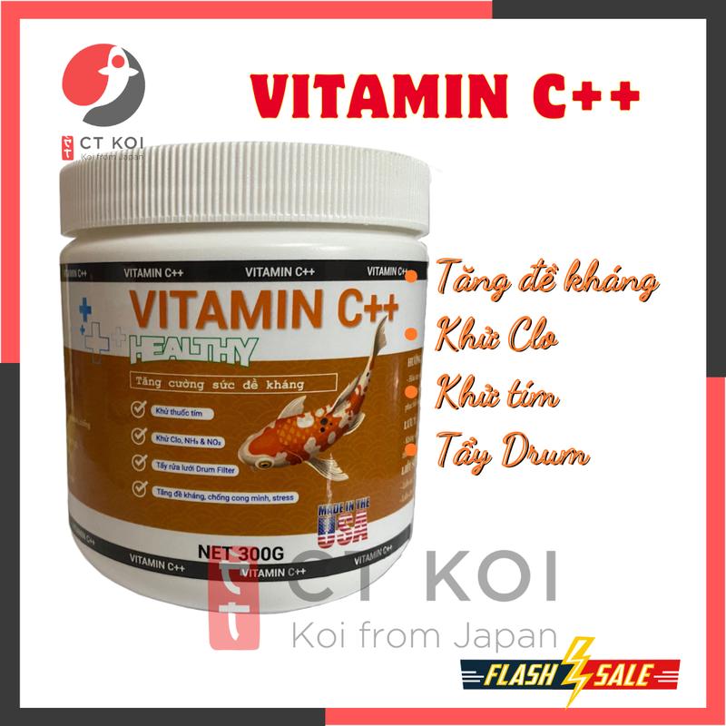  Vitamin C++ - 99%  Hũ 300g 500g  Giúp Cá Koi Cá Vàng Cá Cảnh Khỏe Mạnh Ngăn Stress Cong Mình - Khử Tím Khử Clo - Khoáng Vitamin Cho Cá Cảnh 