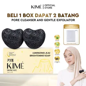 [BISA COD] KIME LUMINIZING JEJU BRIGHTENING SOAP 100Gr - Volcanic Ash Charcoal Niacinamide Collagen | Sabun Mandi Pemutih Badan Wajah Glowing Natural Mencerahkan Muka Kulit Tubuh Kaki Tangan Ketiak Whitening Booster Eksfoliasi Flek Hitam