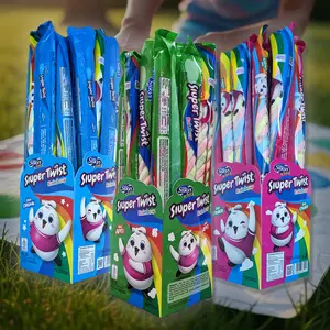 Silkys Super Twist Rainbow Marshmallow Kepang Rasa Original, Apel, Stroberi