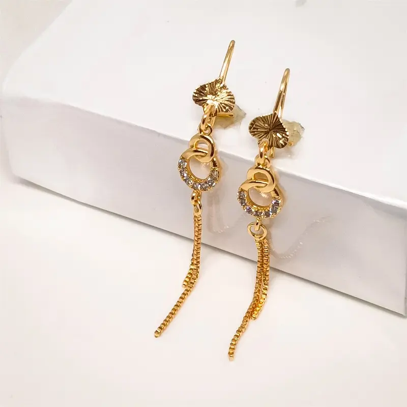 JEWELRY COD Anting Titaniun Korea Earrings Zirkon Berlapis Emas 24k Gold Elegant Fashion Mewah Jumbai Berlian Aksesoris Giwang Tindik Perhiasan 7