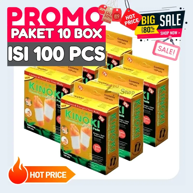 (RDM) PAKET HEMAT 10 BOX 100 PCS Kinoki Koyo Herbal Detox Kaki Original Gold Toksin Ampuh Buang Racun