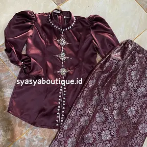 Azzahra MIX SONGKET SENADA Setelan Anak Perempuan (Umur 1-10thn) Kurung Melayu Malaysia Modern Viral Satin Premium Full Payet Mutiara