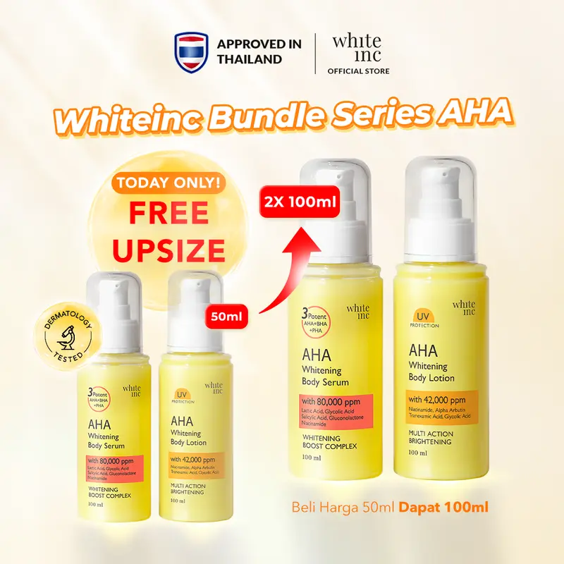 [BUNDLE] WHITE INC AHA Body Serum & Body Lotion to Whitening & Moisturising | Hand Body Serum & Lotion Pencerah Mencerahkan Seluruh Tubuh 0