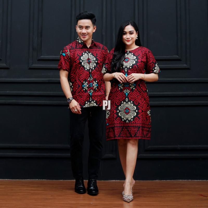 Product Introduction of Baju Batik Couple Lengan Pendek Terbaru Motif Kopri Biru Pasangan Dewasa - Wanita Katun Dress Sarimbit 8
