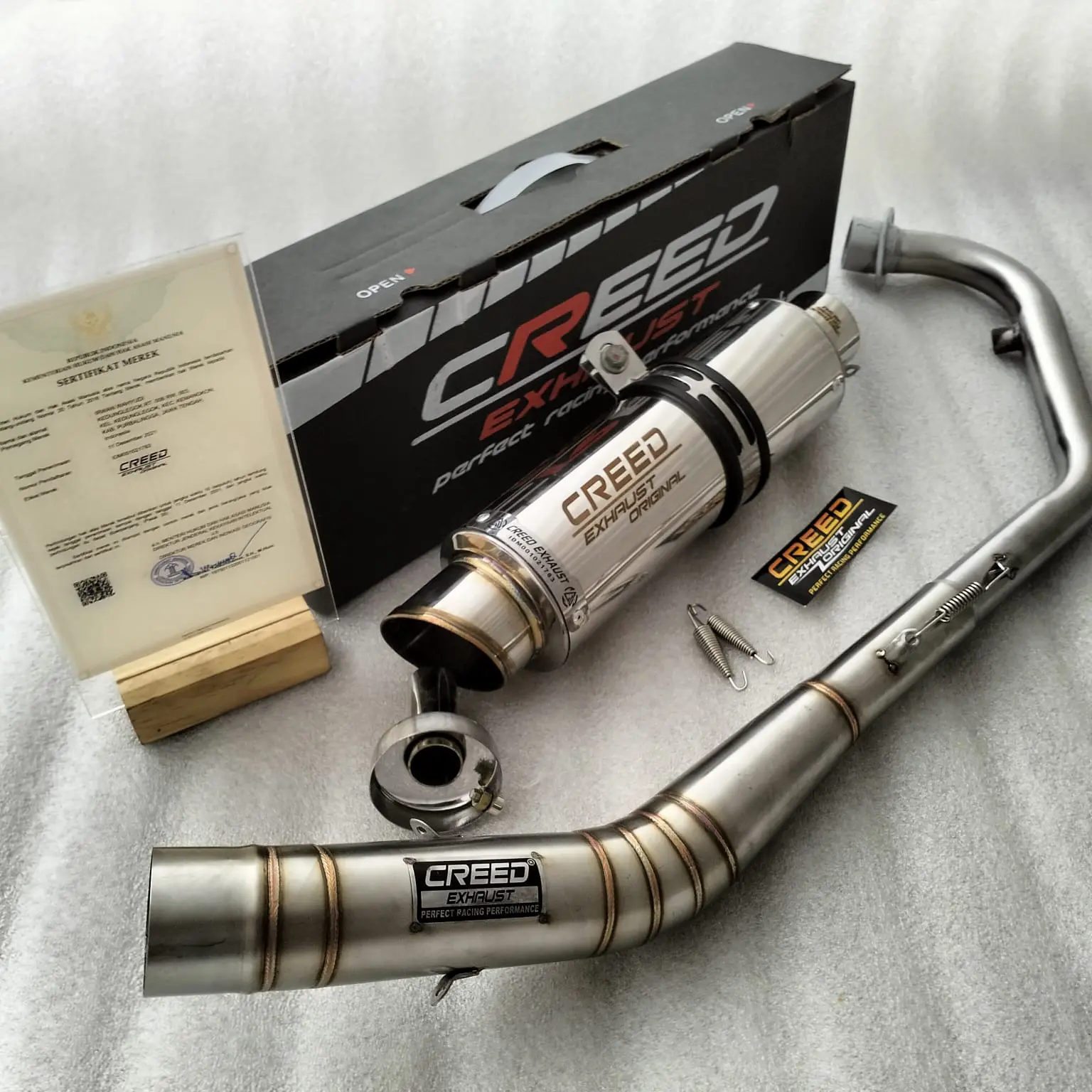 Full System Knalpot Racing Creed Exhaust Suara NGEBAS Adem Pnp Vixion Old/New/R Sonic R15 Cb 150r Cbr 150r Gsx 150rjupiter mx satria fu  verza byson megapro tiger