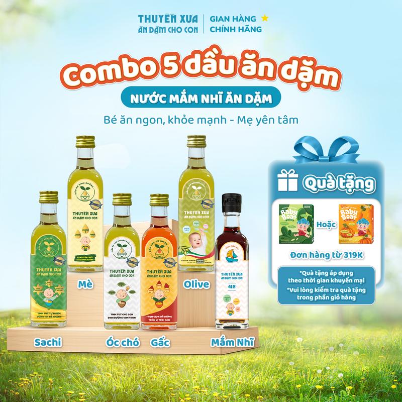 Dầu Ăn Dặm Và Nước Mắm Ăn Dặm Thuyền Xưa 65ML Cho Con