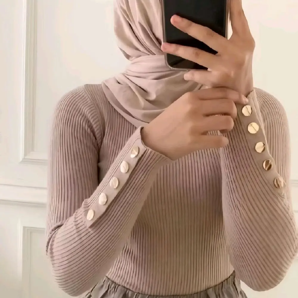 ATASAN BAJU RAJUT WANITA lengan kancing Baju Rajut Wanita Kaos Import wanita lengan panjang
