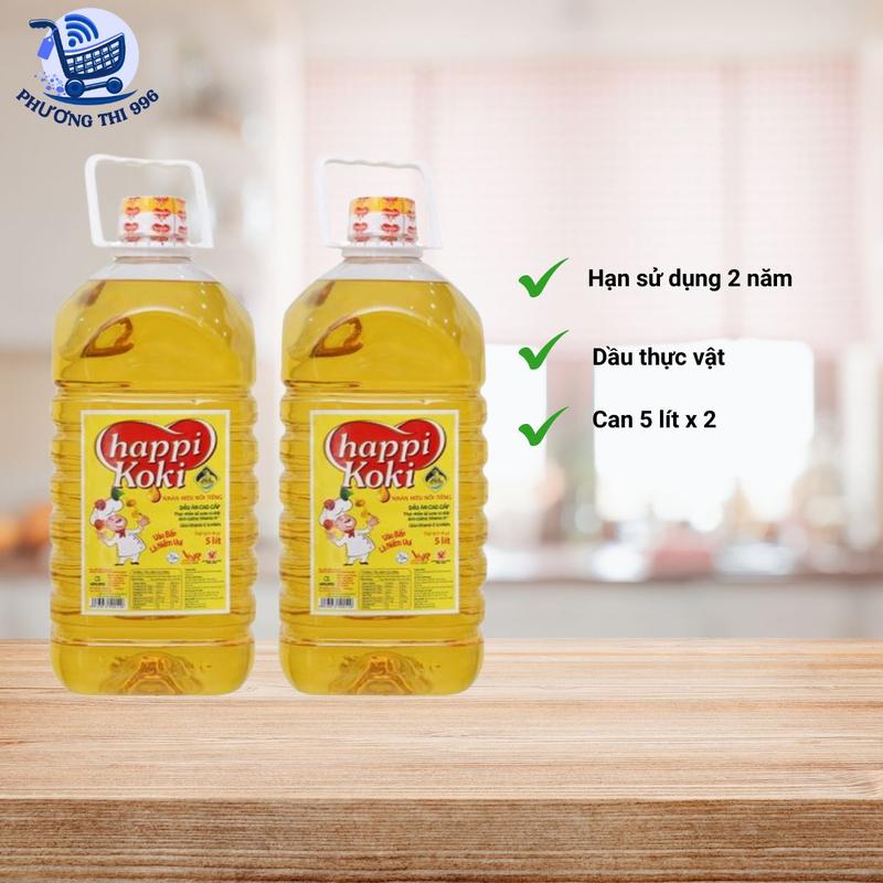 Combo 2 can dầu ăn Happi Koki 5L - Dầu Thực Vật- HSD 2 năm Nho