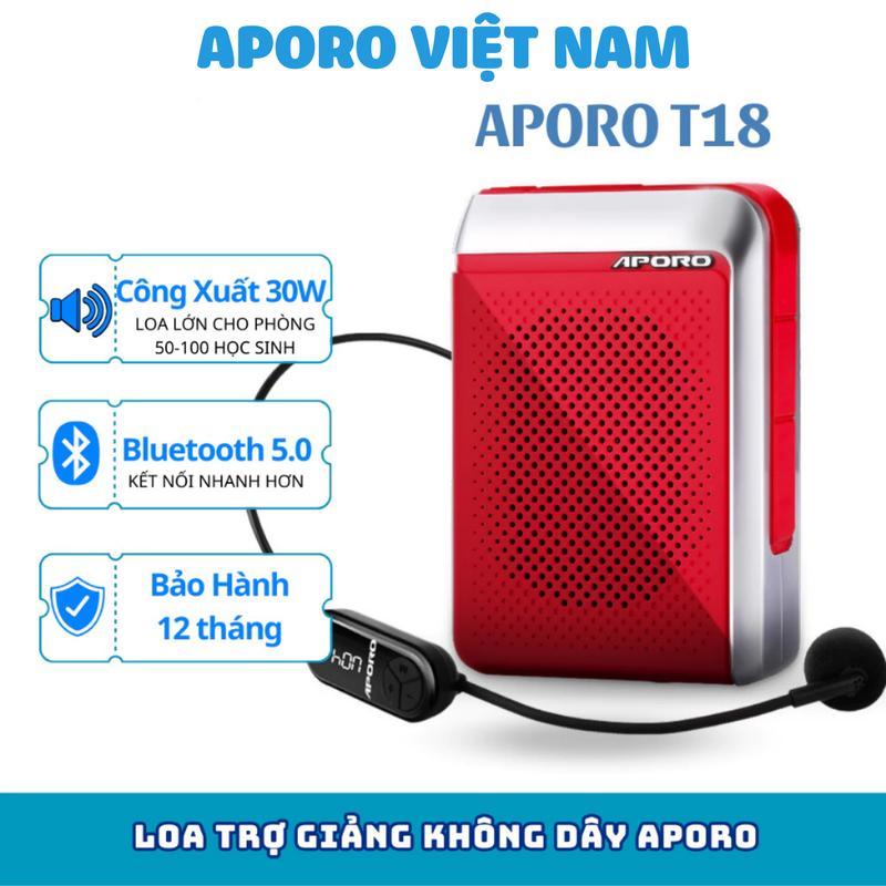 Máy trợ giảng không dây Aporo T18 Hỗ trợ thẻ TF, AUX, Ghi âm, FM, Bluetooth,Usb - Loa trợ giảng Aporo Củ Loa
