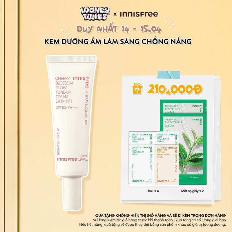 Kem dưỡng ẩm và chống nắng INNISFREE Cherry Blossom Skin-Fit Tone-up Cream SPF50+ PA++++ 50mL Sunscreen Sun Cream
