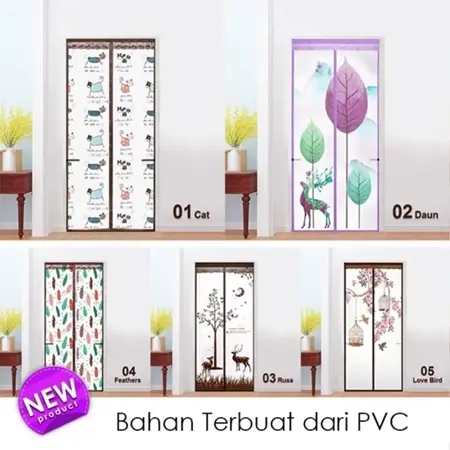 {COD} Tirai Magnet Elegan bahan plastik PVC (khusus ruanga AC) Uk. 90x210cm/ 100x210cm Tirai Pintu kamar Tirai Magnet Anti Nyamuk Kawat Nyamuk Magic Net Polos(M3/M3-A)