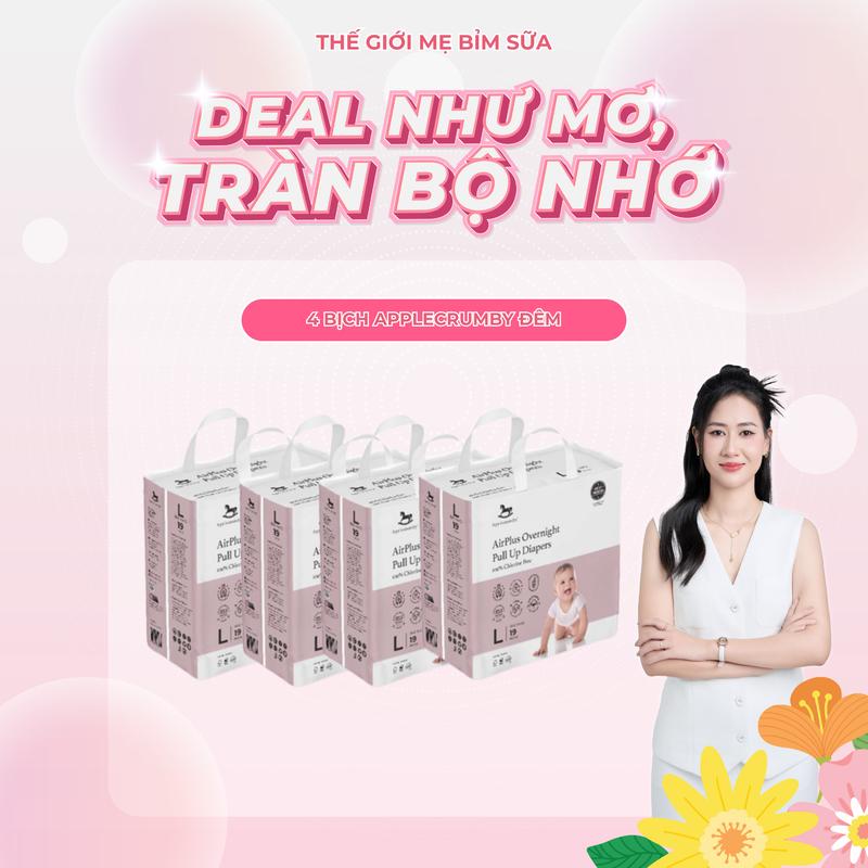 [TGMBS] Combo 4 Bịch Bỉm Đêm Applecrumby Airplus mini Siêu khô thoáng
