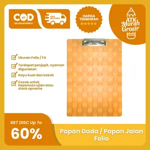 Clipboard / Papan Jalan / Dada Kayu F4 Folio Clip Board