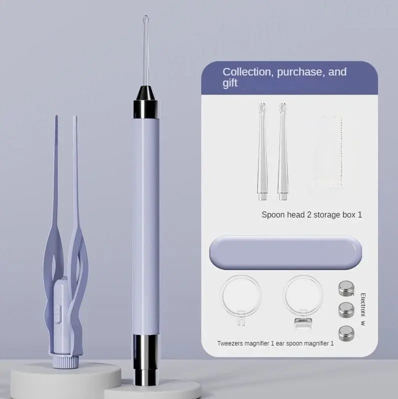 [ 2 IN 1 ] Alat Korek Kuping LED Flashlight Earpick Clean Pembersih Telinga Led Stainless Steel Aman Pen dan Capit