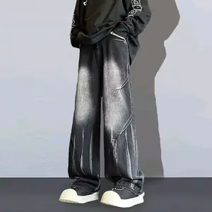 [UNISEX] Terbaru Celana Panjang Bagy Jeans Petir - Celana Baggy Denim Selvedge Loose Pants Unisex Cewek Cowok Bisa Pakai Warna Hitam Bahan Softh Jeans Premium Ketebalan 10 Os