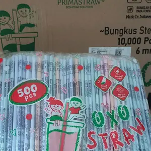 Sedotan steril oxo 6mm pastel warna warni isi 500pcs Minuman Plastik