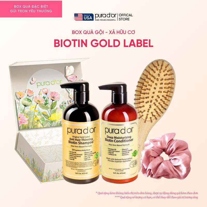 [Hộp quà 20.10] Combo Dầu Gội và Dầu Xả Giảm Rụng Tóc Organic Pura D'or Biotin Gold Label 473ML | Chăm Sóc Tóc, Chăm Sóc Da Đầu, Dưỡng Tóc, Hỗ Trợ Mọc Tóc - 1