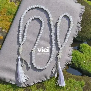 Tasbih kristal Kotak Kelopak Bunga  / Tasbih Manik Kristal Kotak / Tasbih Tassel Wanita / Tasbih Dzikir / Perlengakapan Sholat TSBH29