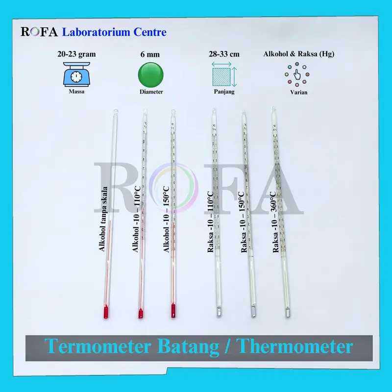 Termometer Kaca / Termometer Batang / Thermometer Laboratorium / Alat Ukur Suhu Temperatur 0