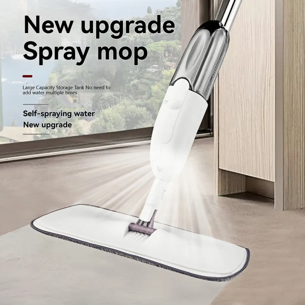 udmall.sg Spray Mop Water Spray Floor Steam Cleaning Rotating Lazy Home Flat Floor Microfiber Mop Refill Stainless Steel Adjustable Plastic Cloth