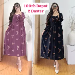 Paket Bundling Isi 2 Pcs Daster Chibi Motif Kekinian Jumbo Lengan 3/4 Bahan Rayon Tebal Busui Bumil Allsize Adem Lembut