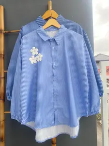 Talia Kemeja Salur Setrip Garis LD 110 120 130 140 Kemeja salur standar jumbo