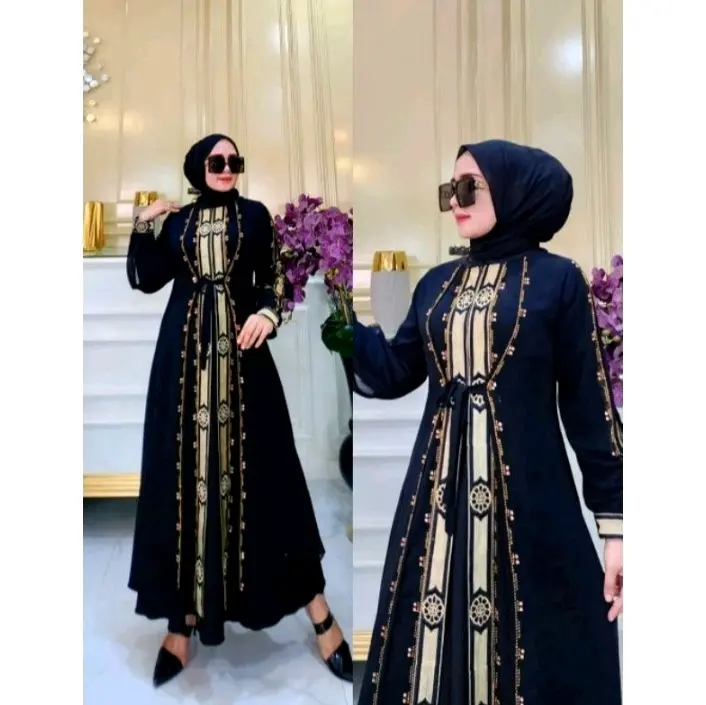 GAMIS ABAYA TURKEY LEMONADE MOTIF JERSEY MIX SERUTY CANTIK VIRAL Mewah