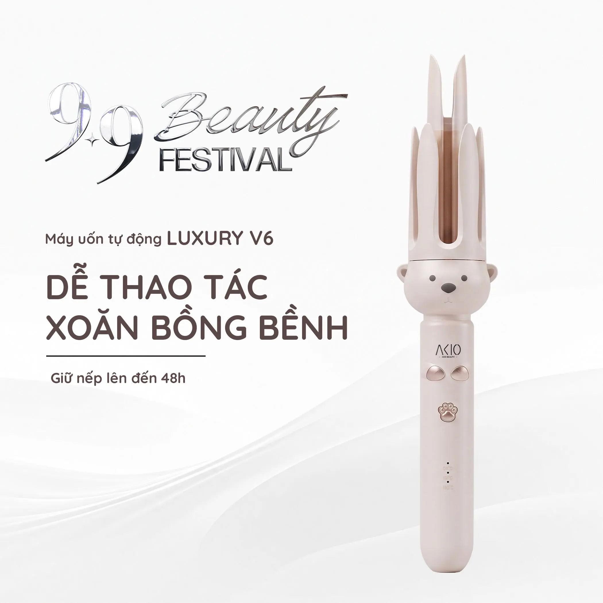 Máy uốn tóc xoăn tự động AKIO chất liệu gốm sứ đường kính uốn 28mm và 32mm