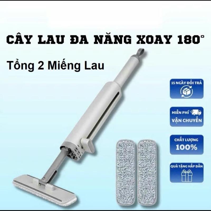 [ Loại 1 ] Cây Lau Tự Vắt Mini Đa Năng Vệ Sinh Kính Bếp Lau Bàn Gạt Nước Với 2 Bông Lau Thay Thế Thấm Hút Tiện Lợi Làm Sạch Chất Liệu PP ABS TPR Vải Sợi