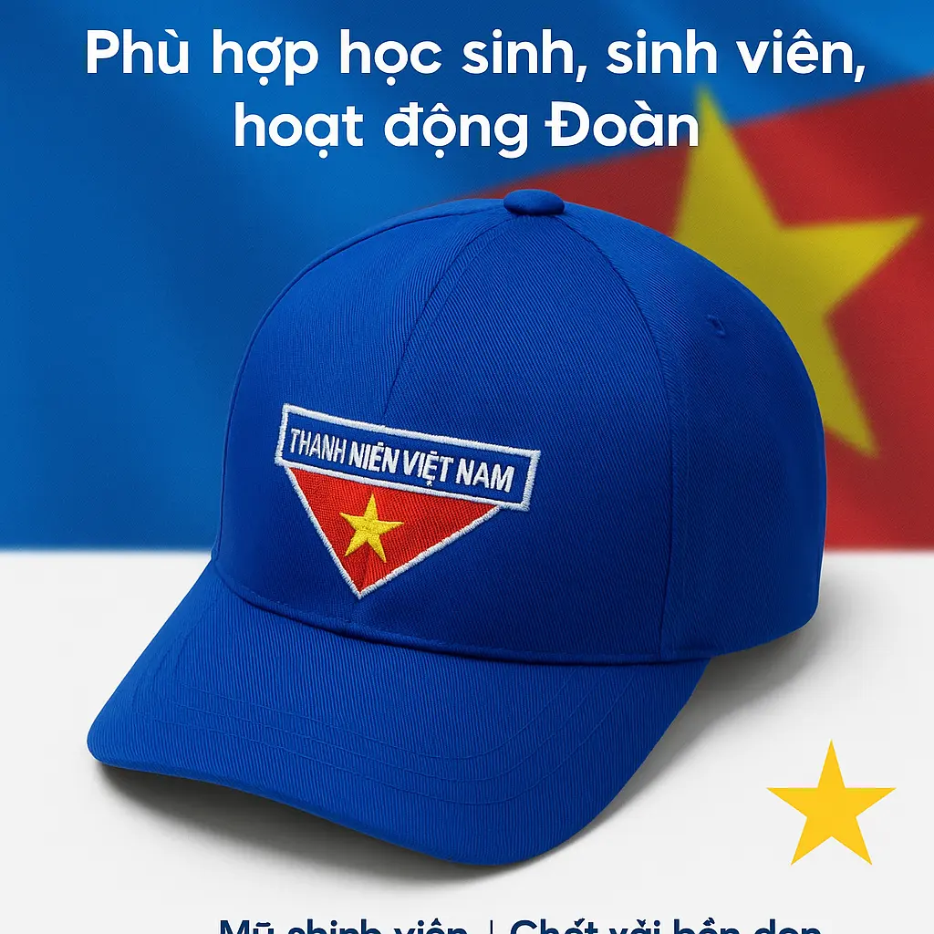 Mũ Lưỡi Trai - Nón Kết Đoàn thanh niên VN - Vải kaki, may đẹp, logo thêu chuẩn