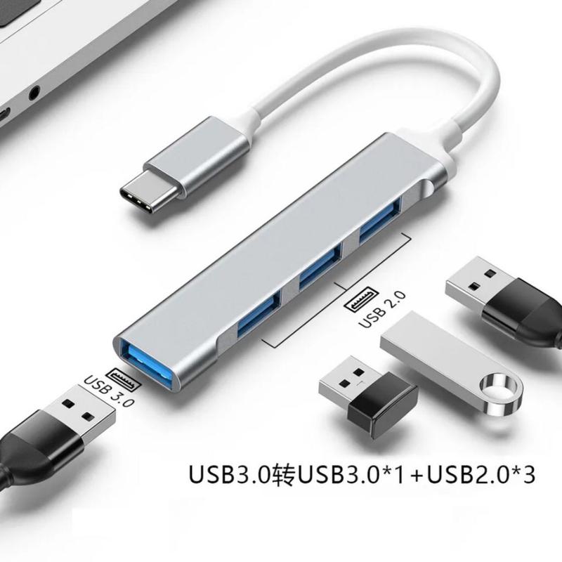 Usb hub adapter 3.0 quinton ultra thin Type c to usb A4 port aluminium silver for laptop,mobile phone,& macbook 3