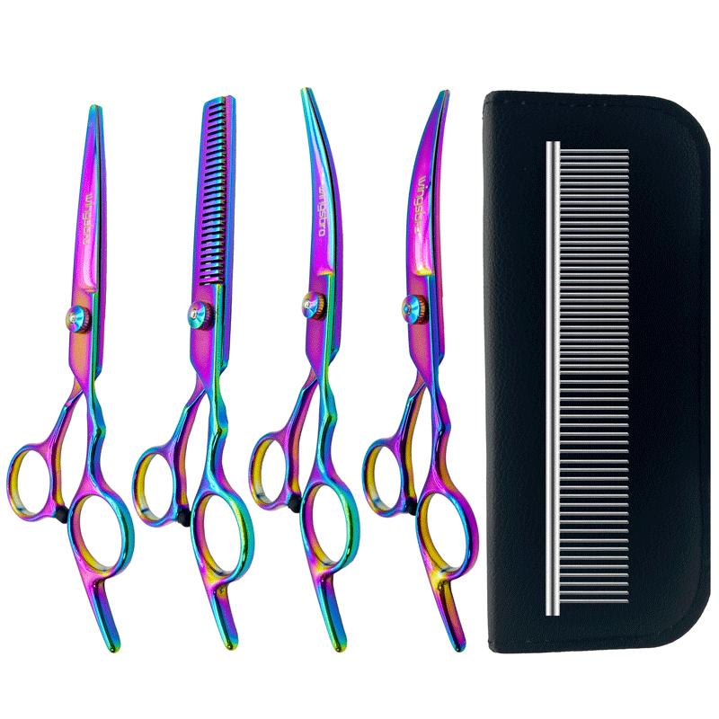 Product Introduction of 5 Pieces Dog Grooming Scissors Set, Colorful Stainless Steel Professional Pet Grooming Scissors Kit for Dogs Cats Pets 1