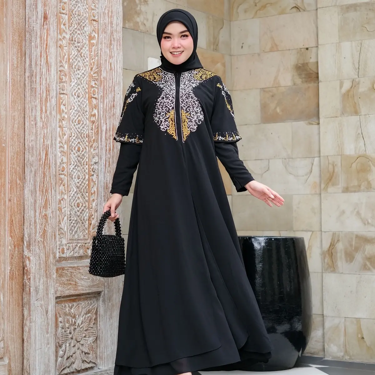TERMURAH GAMIS DENNA SULTAN GRATIS HIJAB bordir ceruty IMPORT Muslim Nyaman Kondangan Formal Payet Pesta Dress Mewah