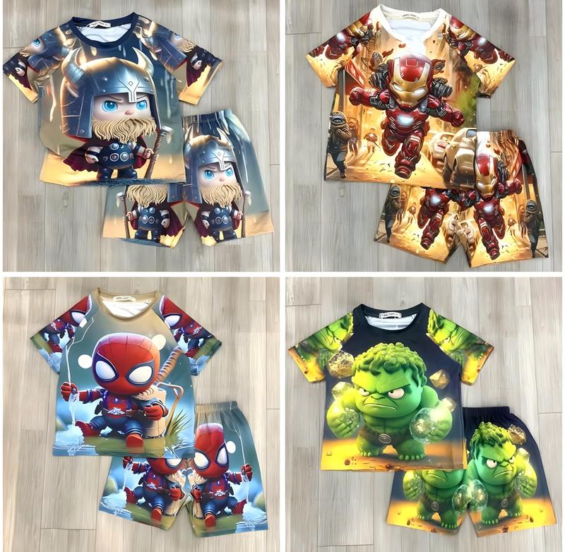 Combo 3,4 bộ quần áo siêu anh hùng cho bé trai logo 6D, size 4 - 21 kg sản phẩm hot mặc thoáng mát, chất thun lạnh thái - M6