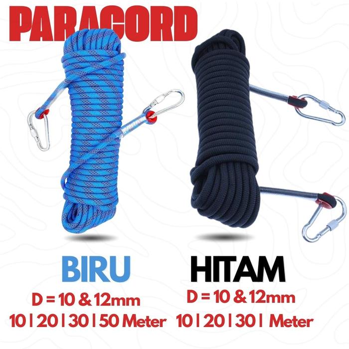 Gambar Tali Paracord Panjat Tebing Climbing Rope 10-12 mm 10 20 30 50 Meter carabiner tambang Outdoor dari Omjak.id Kota Administrasi Jakarta Barat Tokopedia