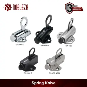 NOBLEZA Grendel Slot Jendela Spring Knive Knife knip Kunci Kodok Stainless Black Nikel Matte