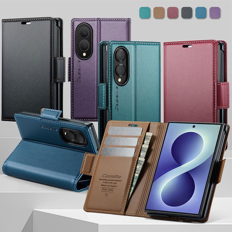 Dành cho Samsung Galaxy Z Fold 8 Ultra, Fold 8, Fold 7, 6, 5, 4 và Z Fold8 Ultra; hỗ trợ 5G (2026). Ốp điện thoại da bóng sang trọng với ngăn đựng thẻ, giá đỡ/giá đỡ dựng đứng, vỏ ngoài TPU mềm chống sốc; vỏ lưng bảo vệ chống sốc.