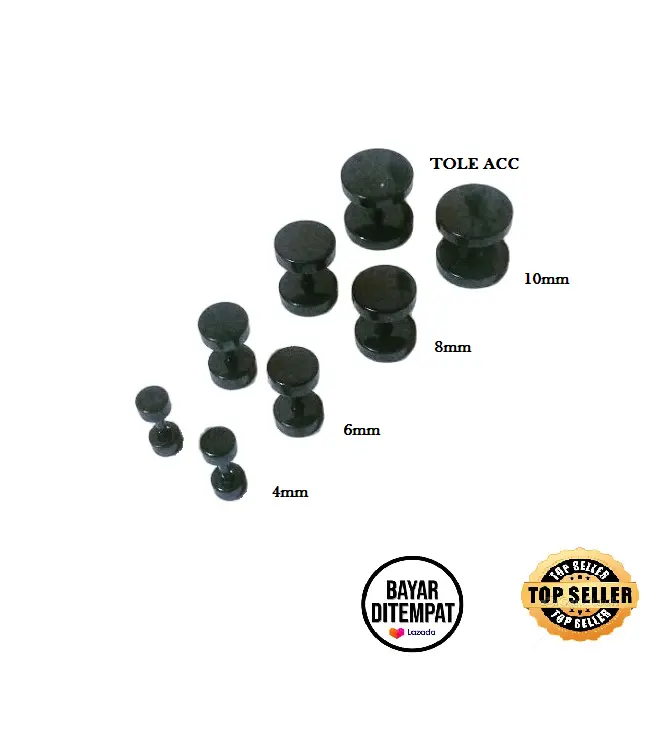 Tole/ Earrings Anting tindik roda hitam titanium pria wanita anti karay