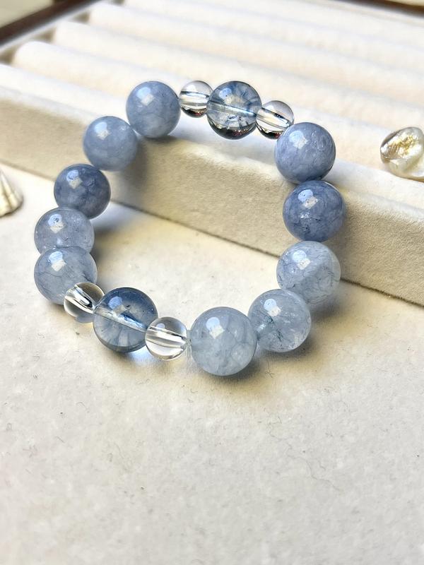 "Ocean Whisper"Minimalist Chic Blue Crystal Bracelet - Effortless Style 1
