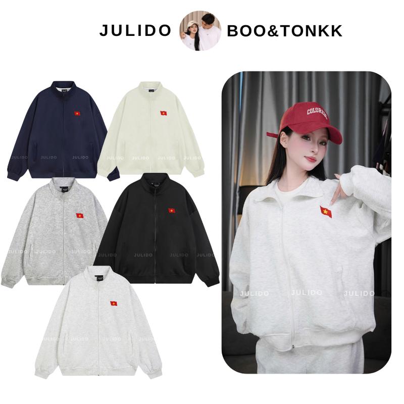 [ĐỘC QUYỀN JULIDO x ĐÀM DUY BỘ ] Áo Khoác Nỉ Zip JULIDO thêu hình LÁ CỜ  Unisex chất vải nỉ hai da mặc được bốn mùa